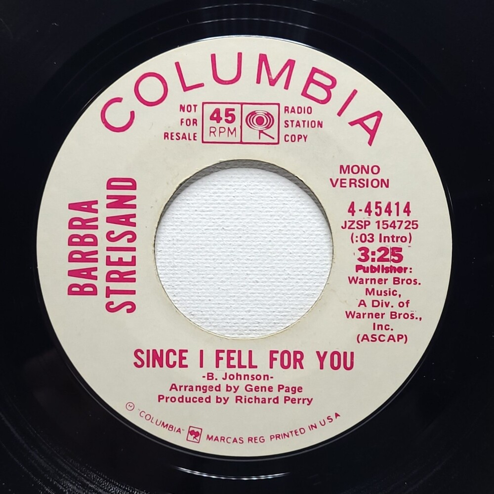 Barbra Streisand "Since I Fell For You / Where You Lead" 45 RPM Promo 1971